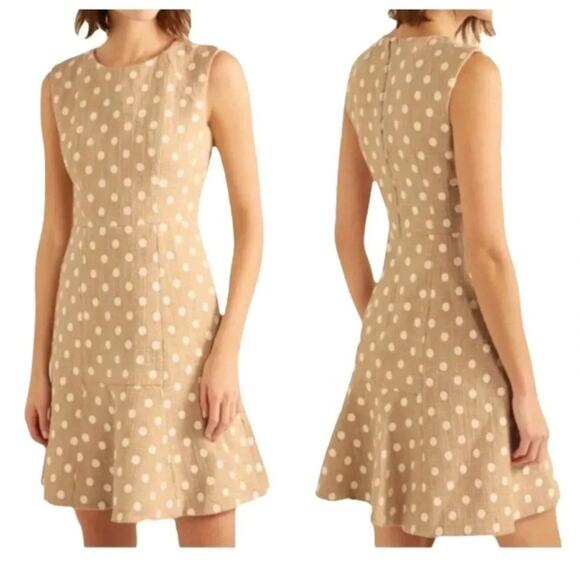 J.CREW MARCY POLKA-DOT EMBROIDERED TWEED MINI DRESS IN CAMEL Size 8 NWOT - Picture 10 of 13